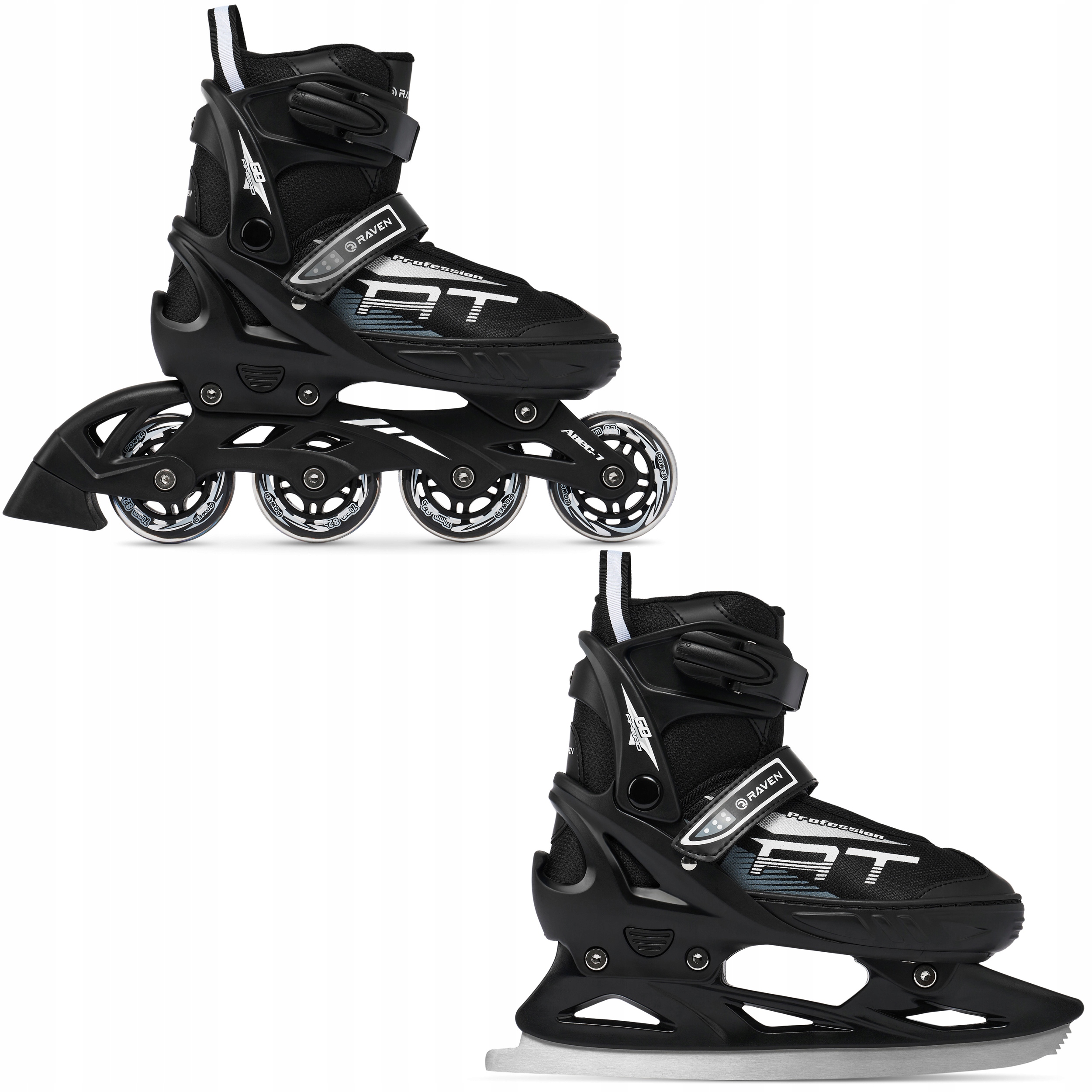 Rolki Łyżwy figurowe 2w1 Regulowane Raven Profession Black 38-42
