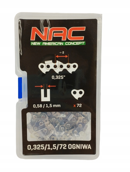 

Łańcuch piły Nac 45cm 18" 325/1,5mm 72 ogniwa