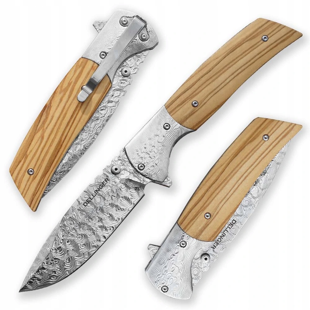 Zavírací damaškový nůž Dellinger Nomad Olive