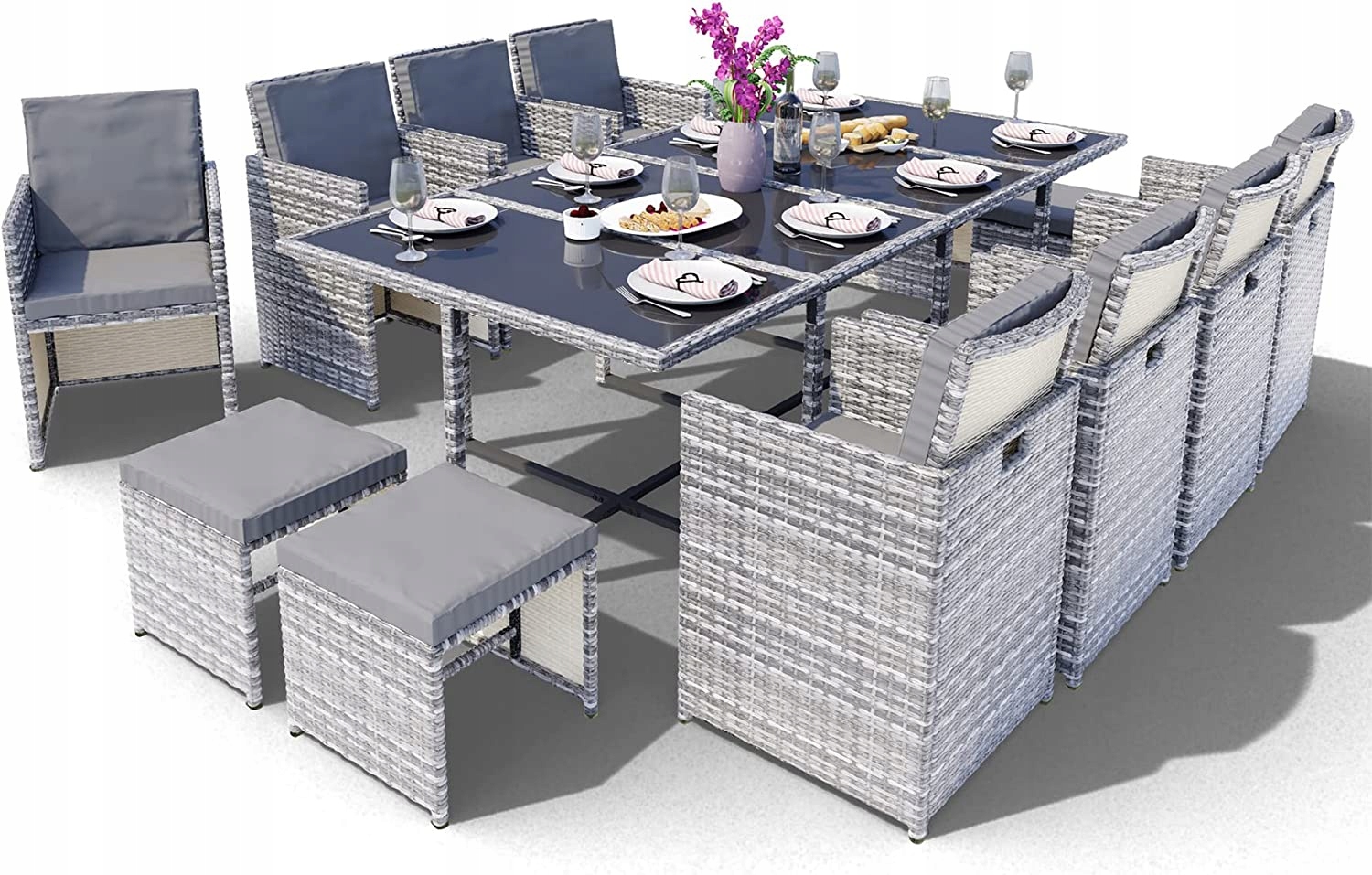 

Vegas Meble Ogrodowe Polyrattan 15 el. Szary