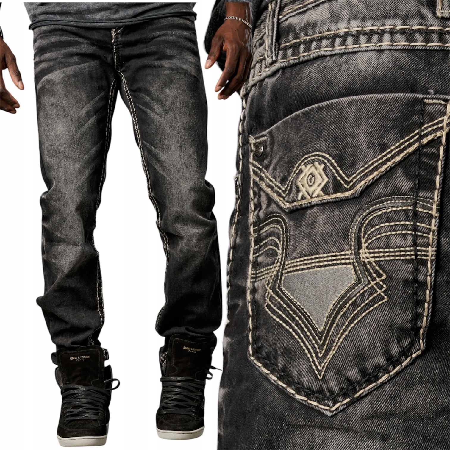 Pánské kalhoty Džíny Cipo Baxx Výšivky Silná nit 100% bavlna 33/32