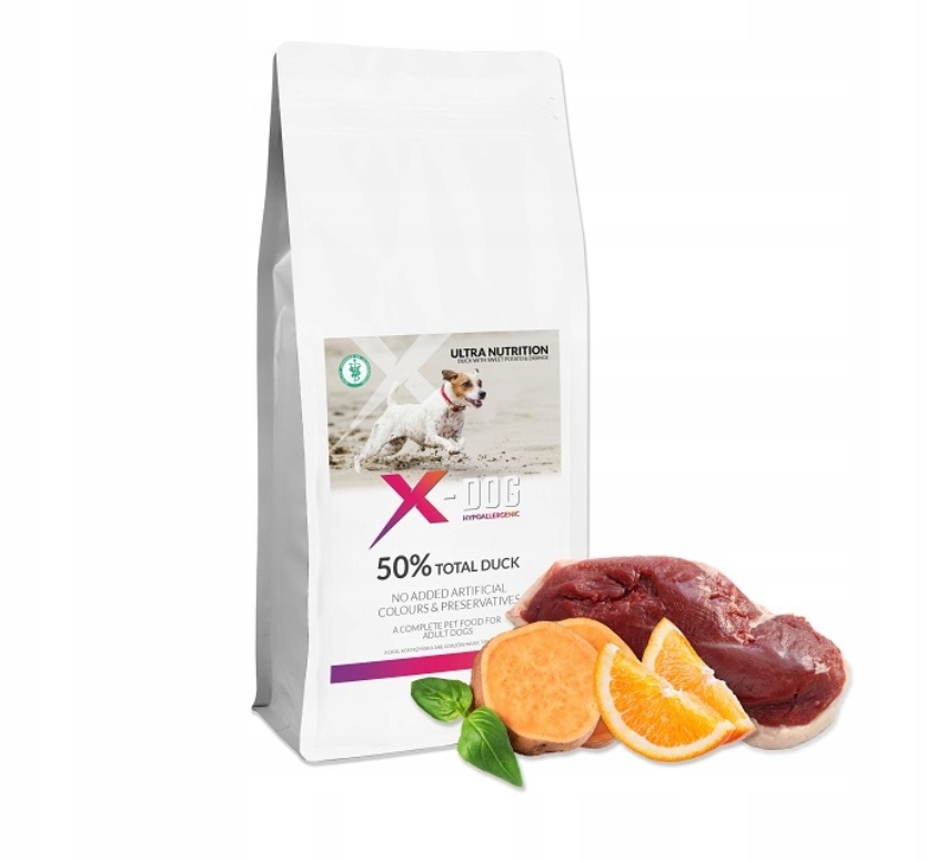 Sucha karma dla psa kaczka i bataty rasy średnie i duże 12kg X-dog 568