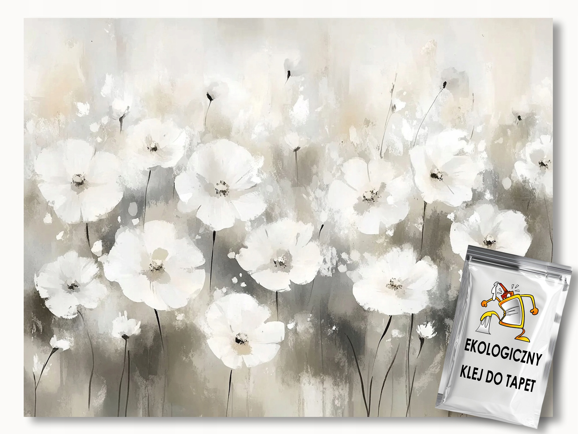 Fototapeta Flizelina Natura Záhrada Lúka Biele Kvety Béžová Boho 368x254 130g