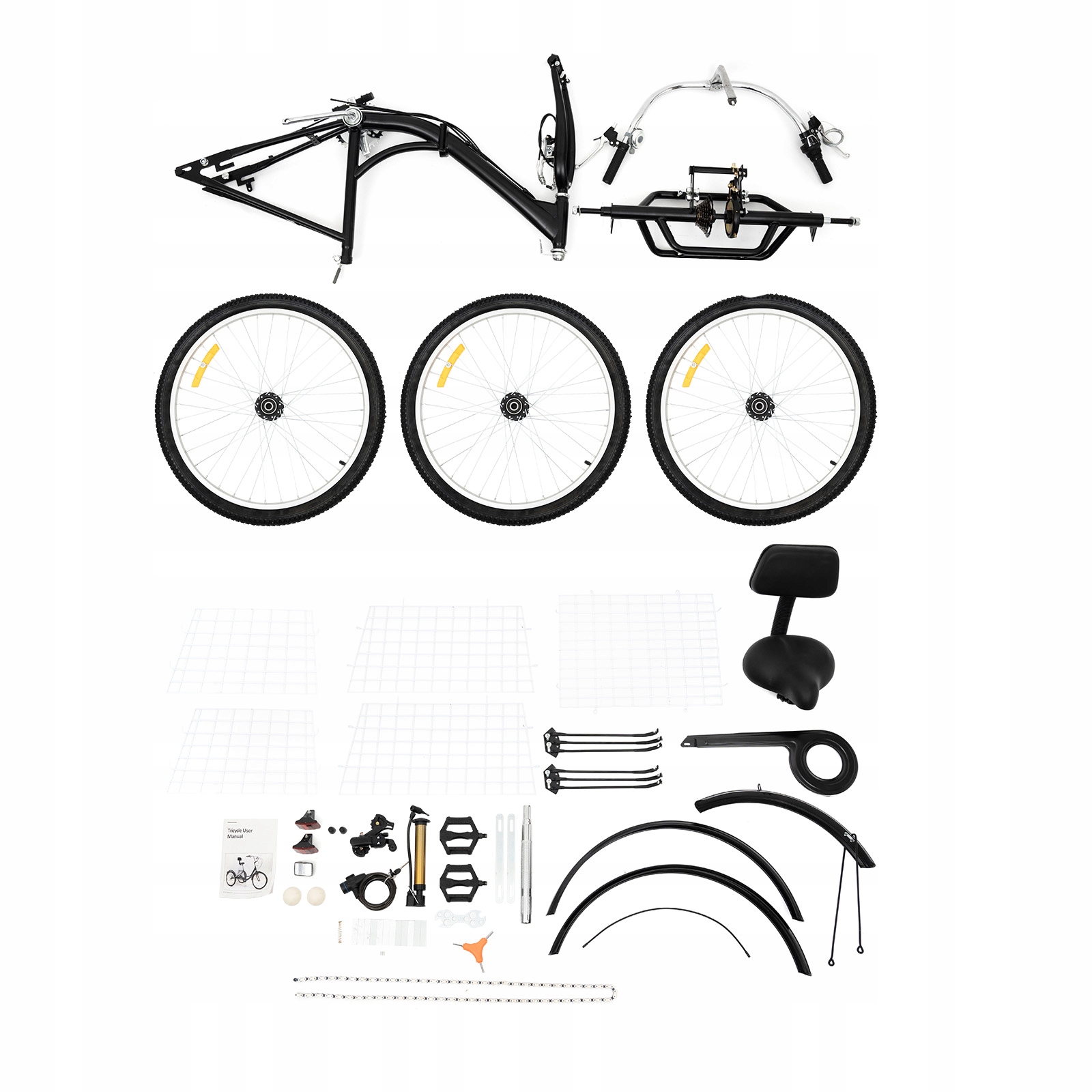 ROWER TRÓJKOŁOWY DLA DOROSŁYCH 24'' 7BIEG.SKŁADANY Kolor wielokolorowy