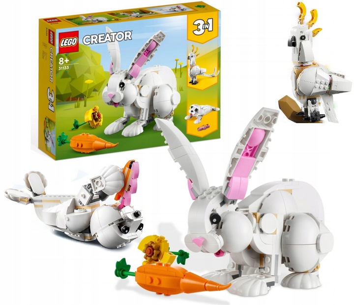 LEGO CREATOR BIAŁY KRÓLIK ZESTAW 3W1 31133 PAPUGA FOCZKA