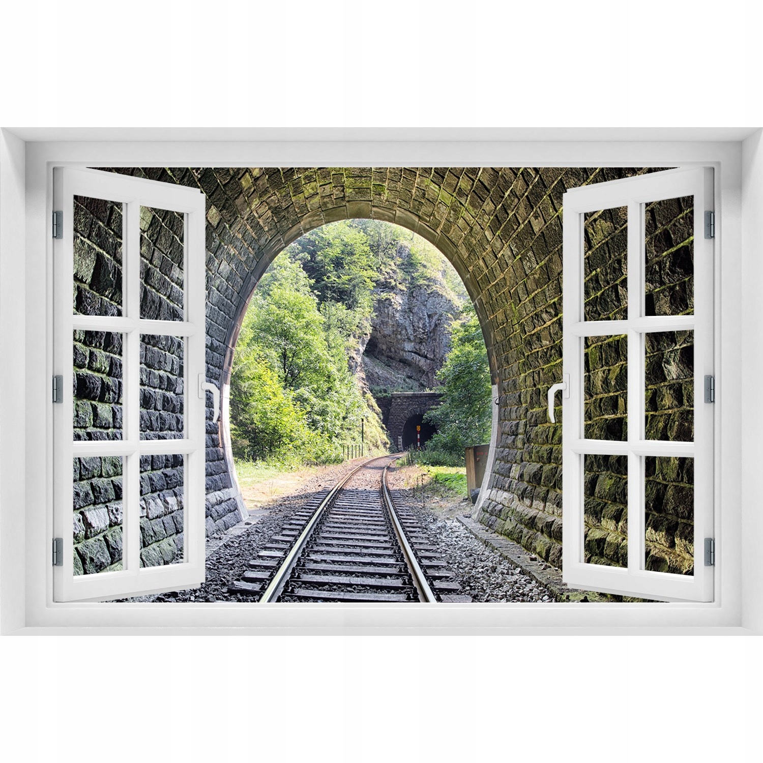 

Fotoobraz Naklejka ścienna 3D Okno Tunel kolejowy