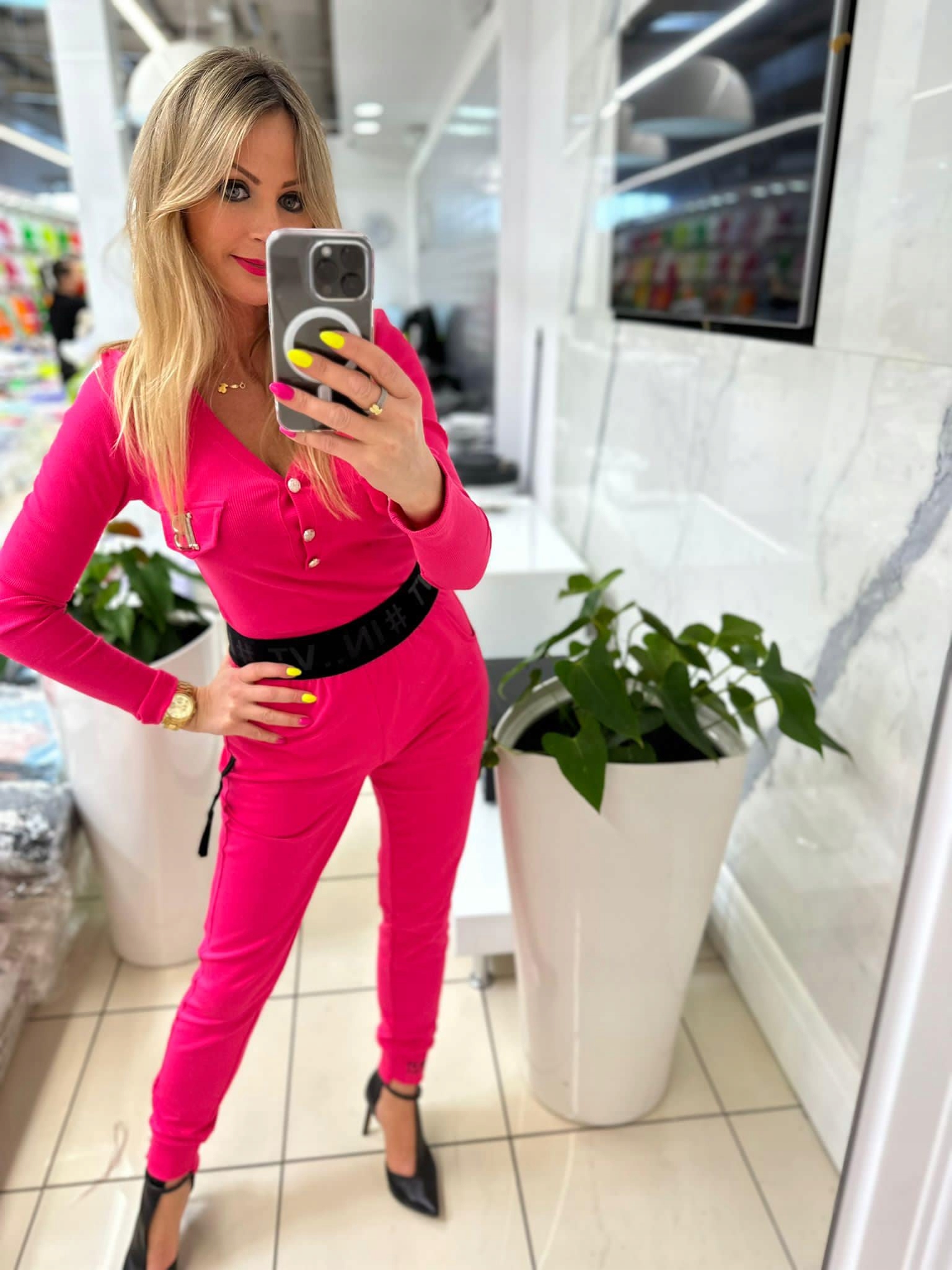 FUKSJOWE SPODNIE DRESOWE BAWEŁNA MEGI COLLECTION Rozmiar L/XL