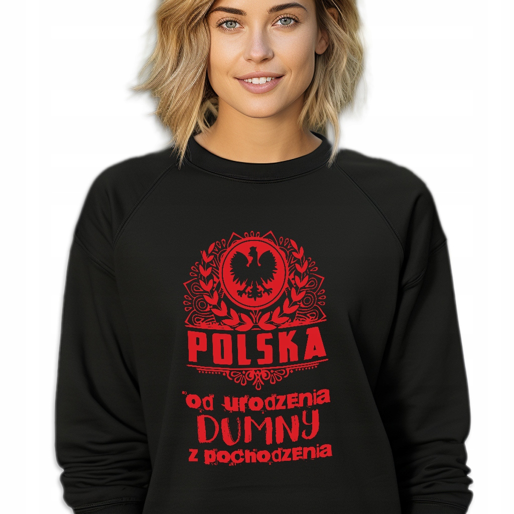 Tepláková Mikina Černá Polsko Hrdý Na Původ Vlast Vzory L