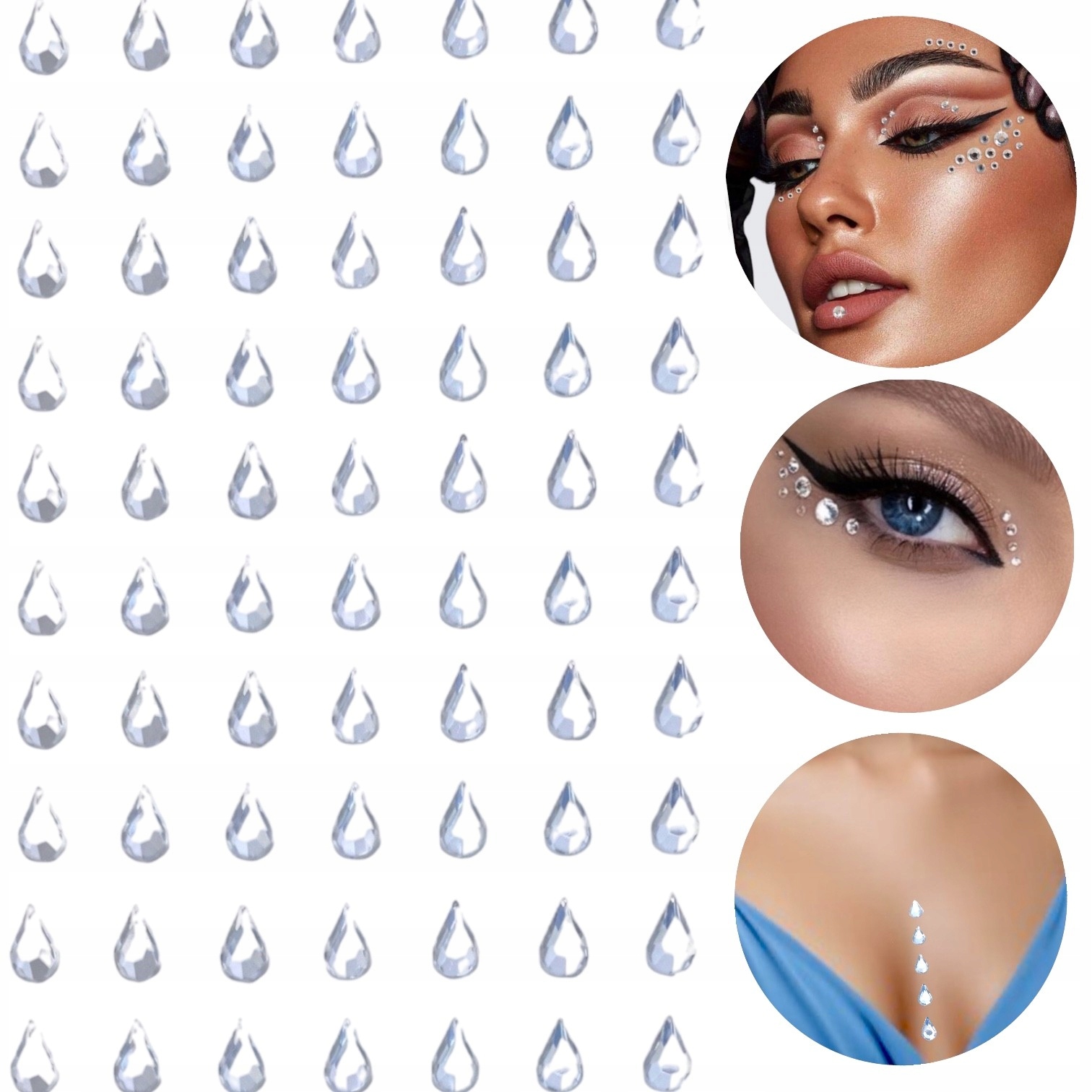 NAKLEJKI BIŻUTERIA KRYSZTAŁKI PEREŁKI TWARZ OCZY