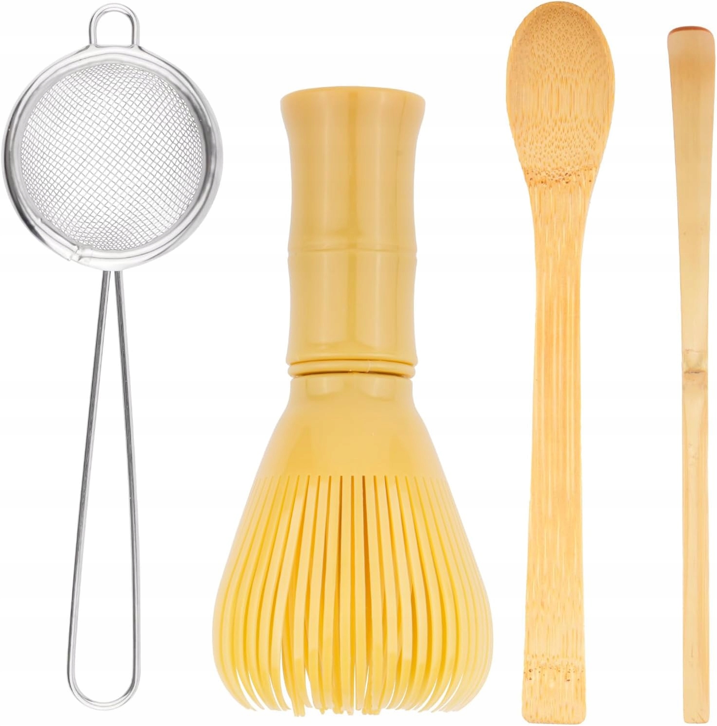 Levně Set Na Výrobu Matchy Bambusový 4x Sítko Šlehací Metla Dárek Lžička