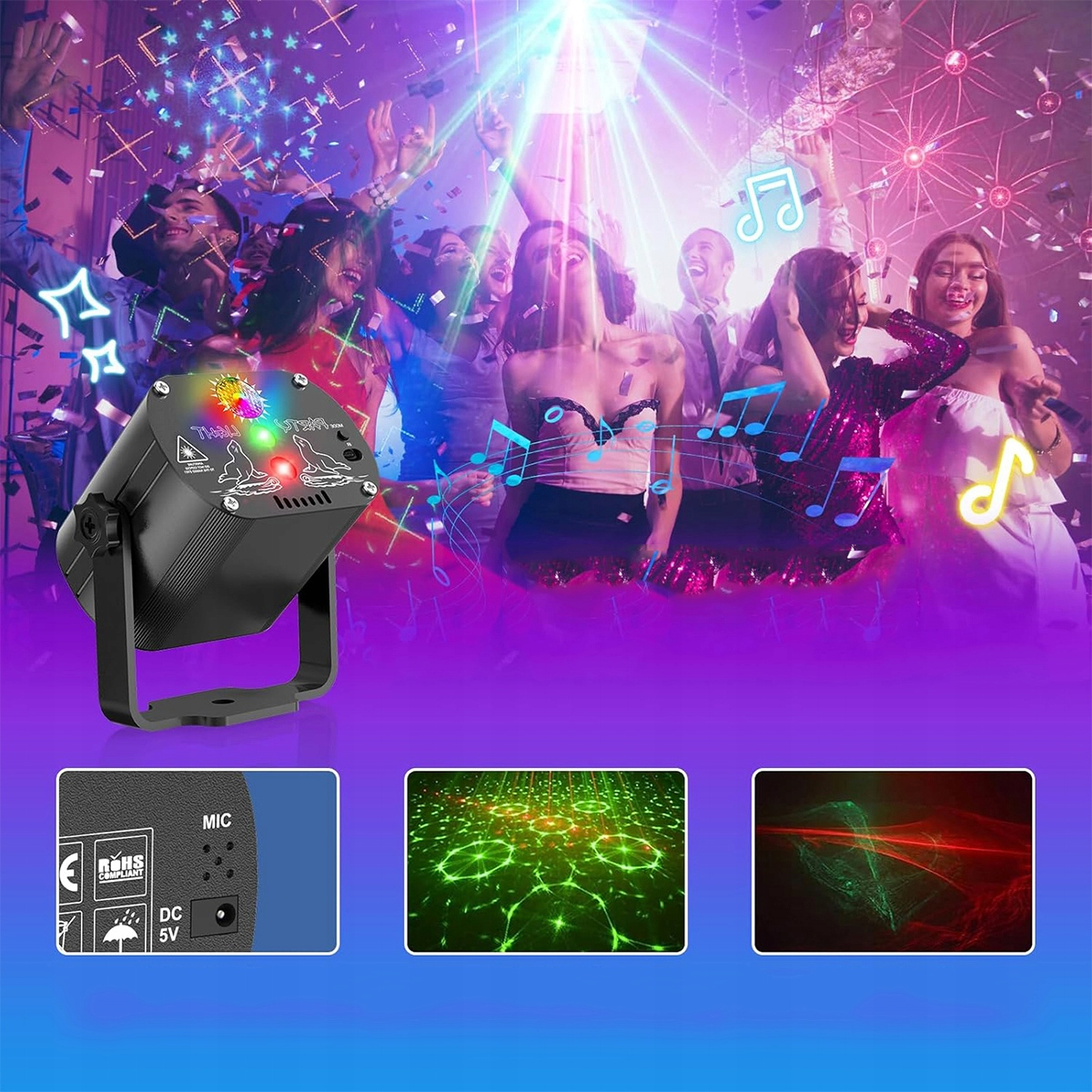 LASER PROJEKTOR DISCO DYSKOTEKOWY LAMPA 3D DISCO STROBOSKOP IMPREZOWY Marka bez marki