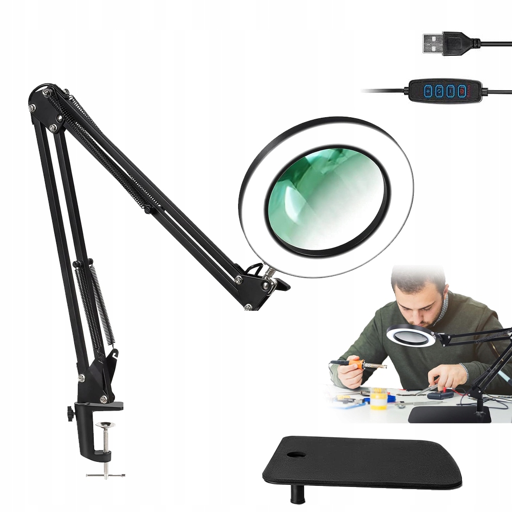 Stolní Led Lampa Kosmetická Kreslicí Lampa Zvětšovací Lupa 12W