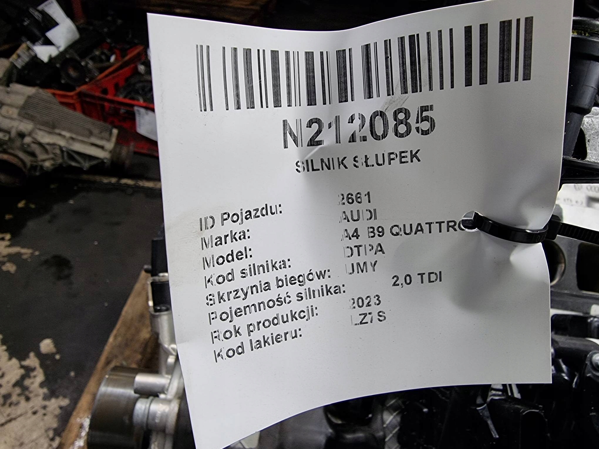 engine pillar DTP 2.0 TDI 204 KM AUDI A4 B9 QUATTRO