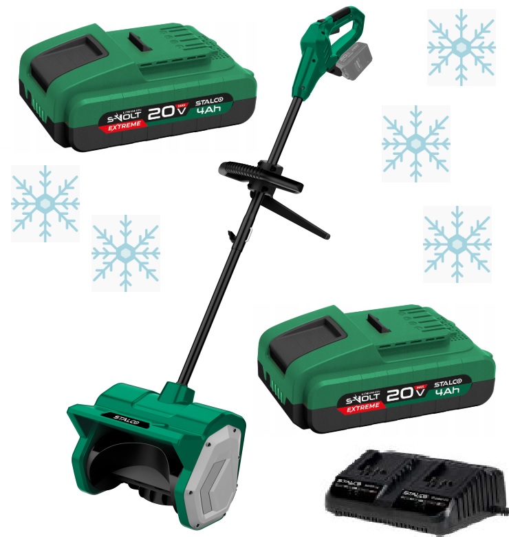 Stalco Akumulátorová snehová fréza SHS40BL 20V S-volt S052297732 2X4AH Sada