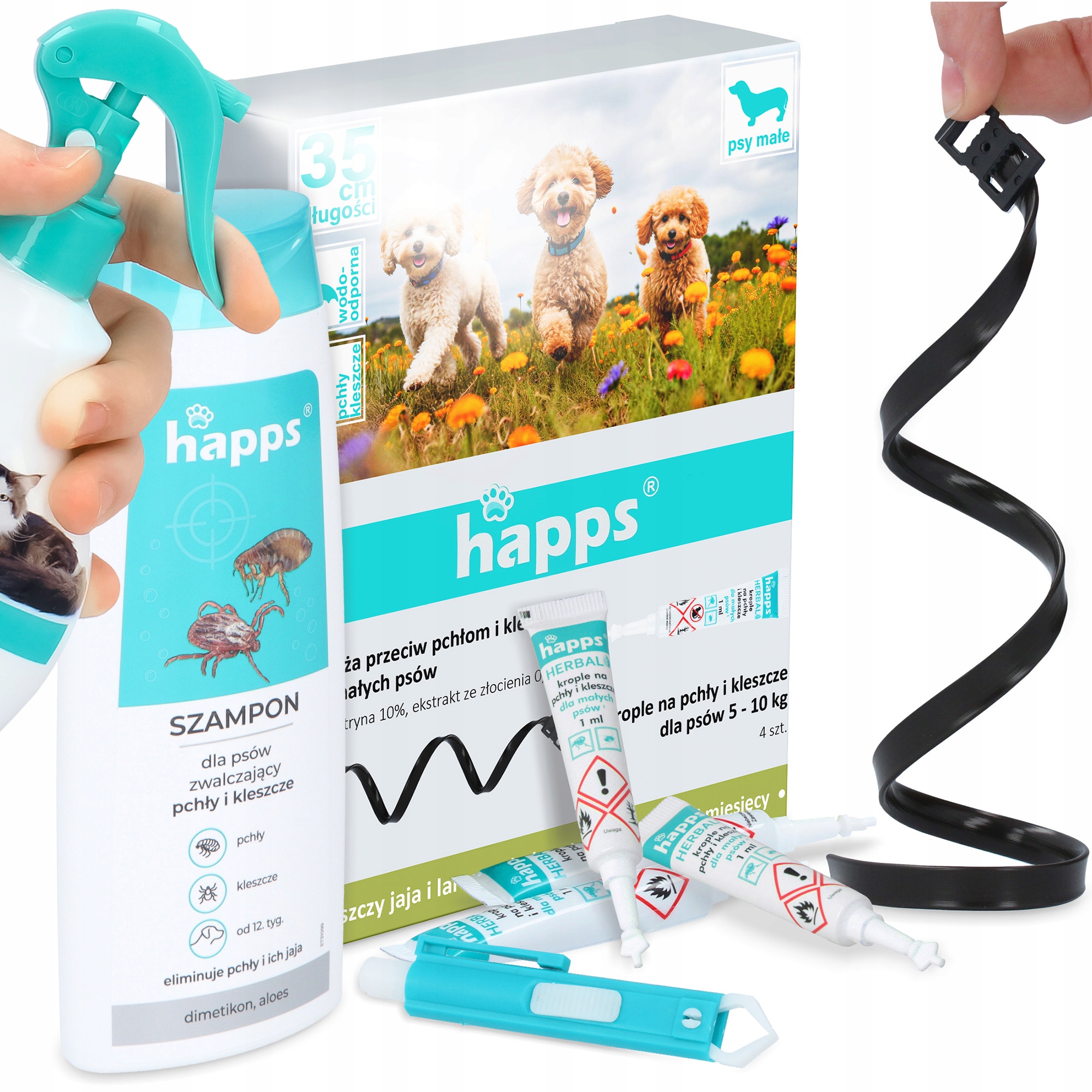 Kapky Kleště Blechy Psa 5-10 kg Šampon Odpuzující Obojek Hmyz 3 Kd