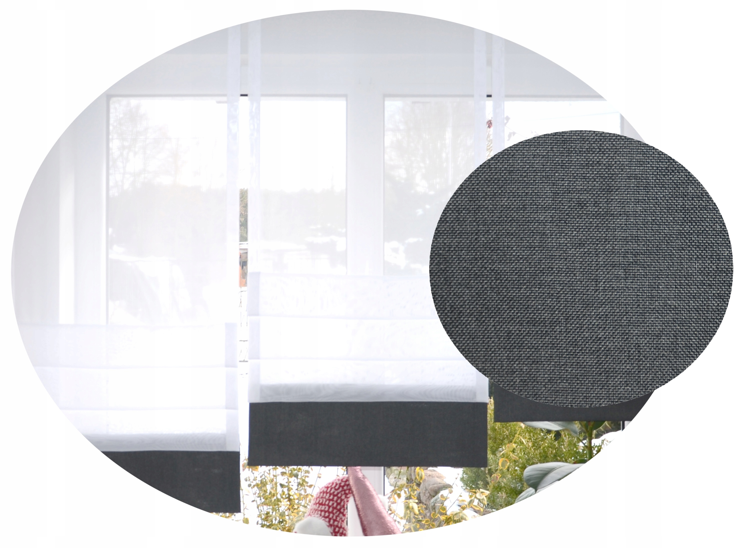 Panel jako římská roleta záclona šedá tweed obrazovka šířka 50 cm/140 x 1 Ks