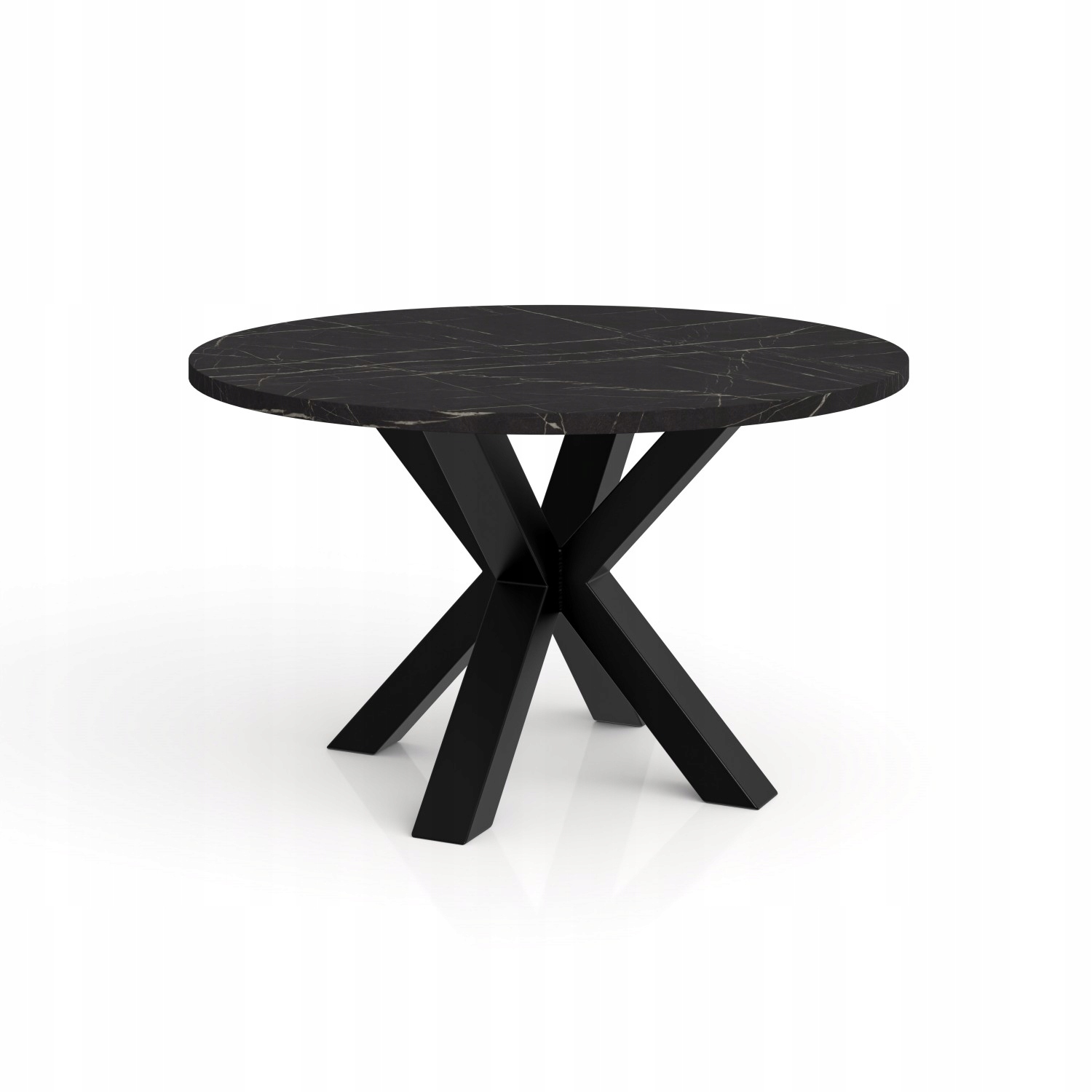 Kulatý konferenční stolek Noe 60 fi 58 cm, deska černý mramor/černé nohy