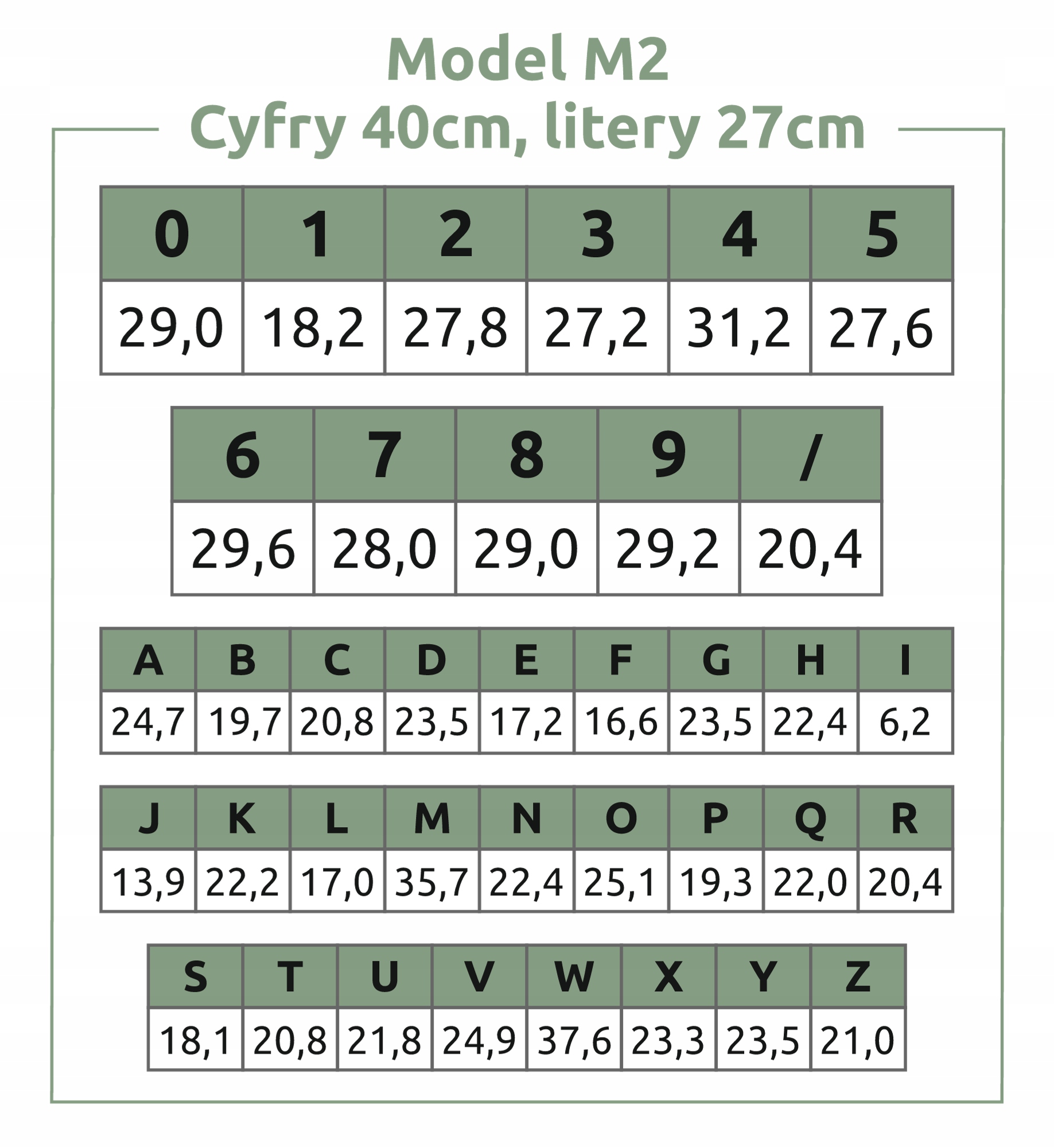NUMER NA DOM DRZWI CYFRY LITERY NUMER DOMU BUDYNEK ADRES KOLORY - M2 40 cm Szerokość produktu 1 cm