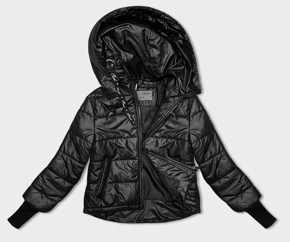 KURTKA Z KAPTUREM B8189 CZARNA XL (42) Płeć kobieta