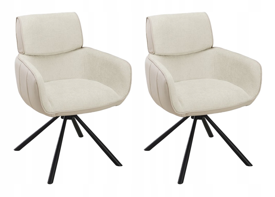 Komplet 2 nowoczesne krzesła Ryker beżowe auto powrót tapicerowane