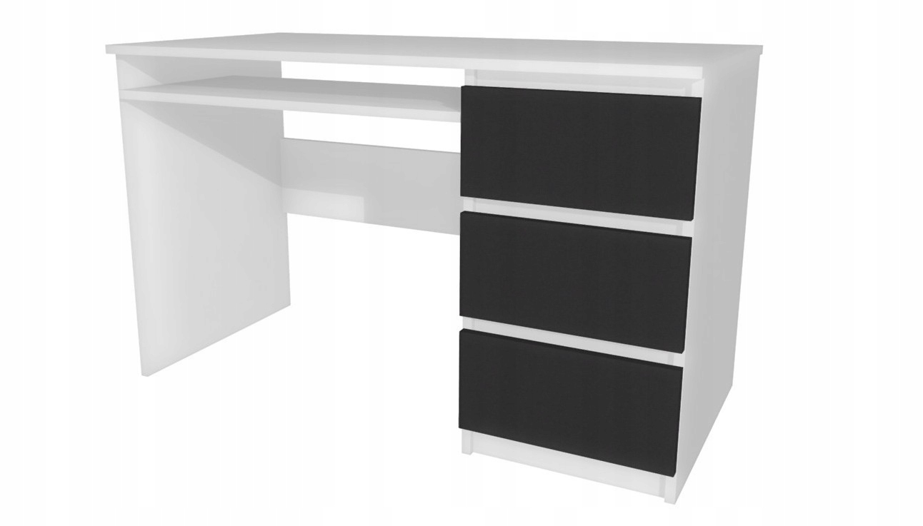 Biurko białe, szare fronty 120 x 60 cm, szuflady