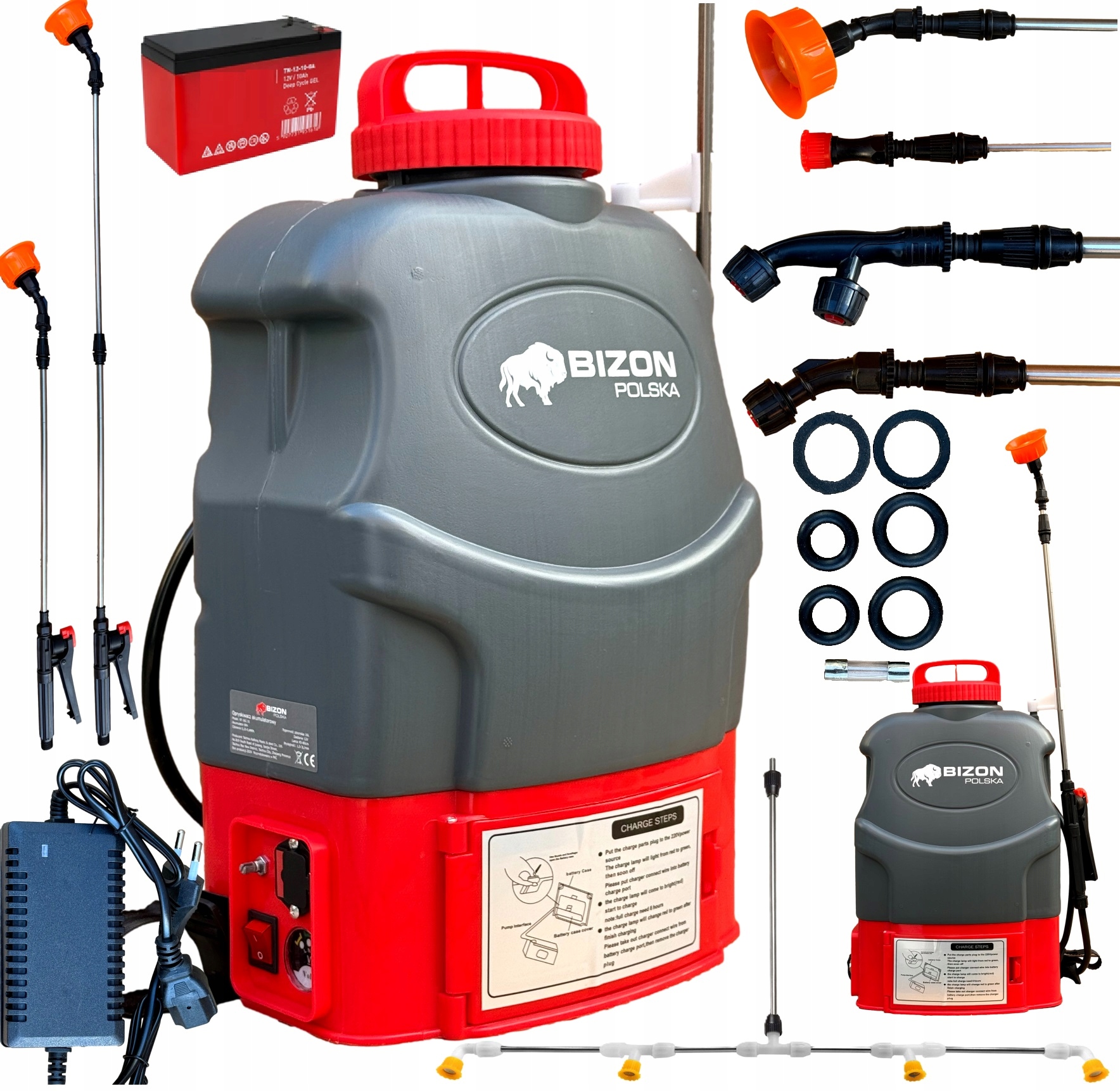 Opryskiwacz Akumulatorowy Elektryczny Plecakowy Ogrodowy 16L Zestaw Dysz XL