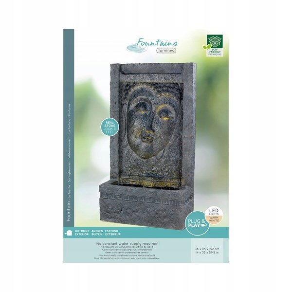 Fontanna z wizerunkiem BUDDY figura rzeżba wodna dekoracja ogrodowa Producent Kaemingk