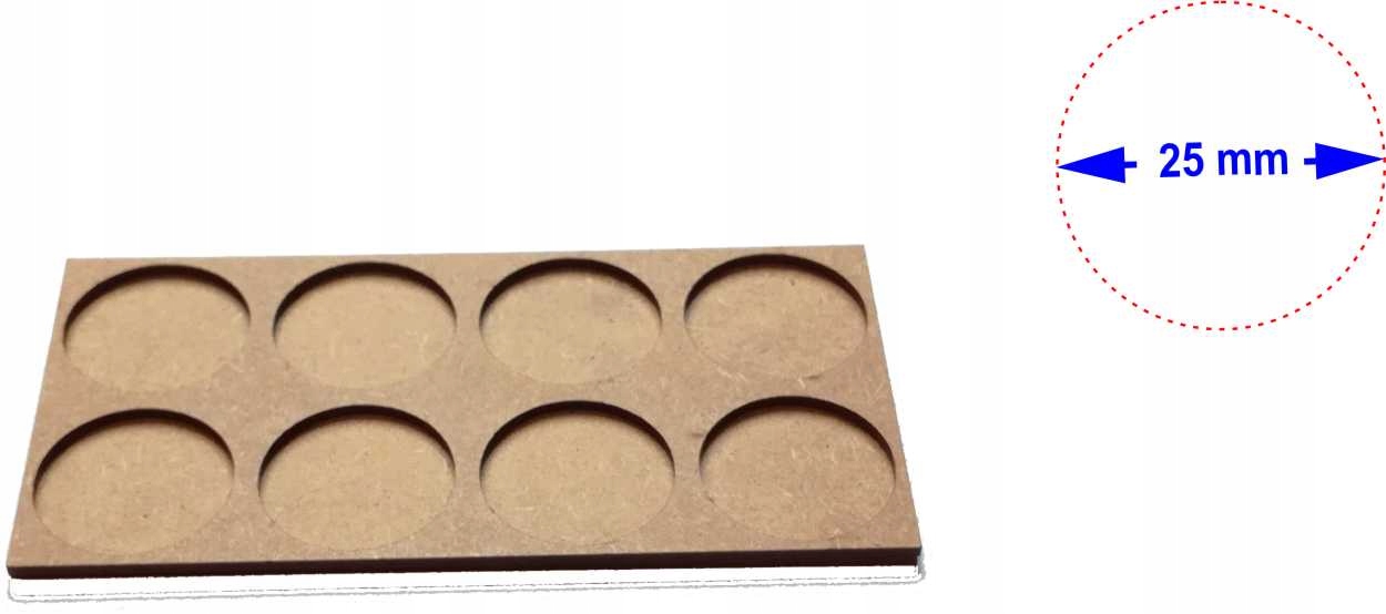Movement Tray 25 mm 2x4x25 HDF/MDF / Mod Trays 2 szt.