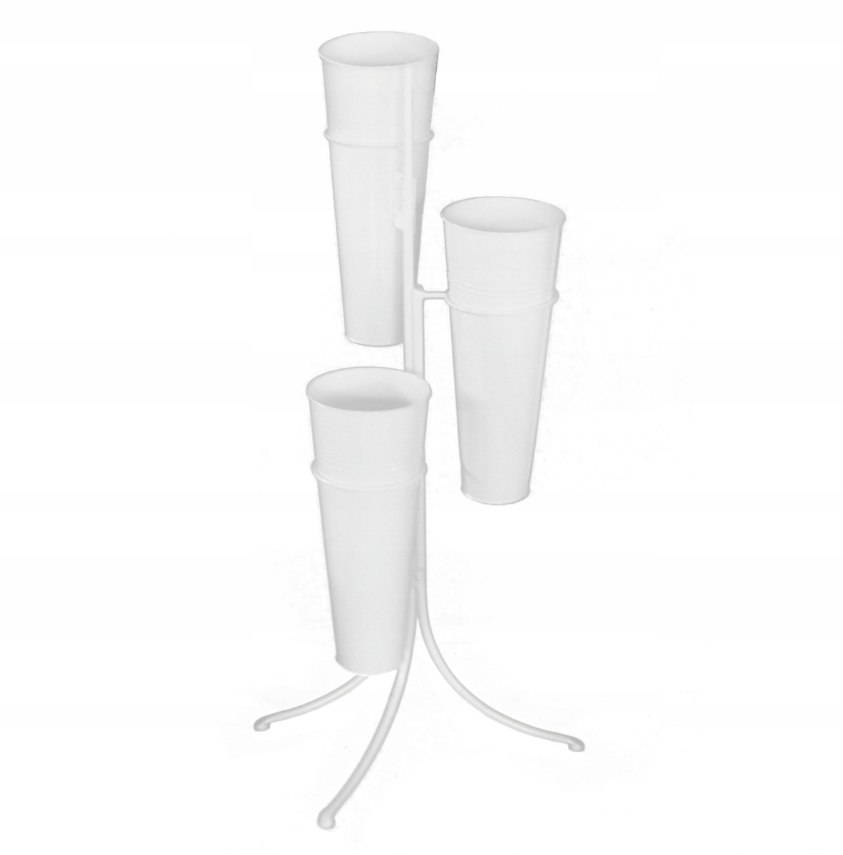 Biely kovový stojan na kvety, kompozície, vázy na stojane pre kvetinárstvo