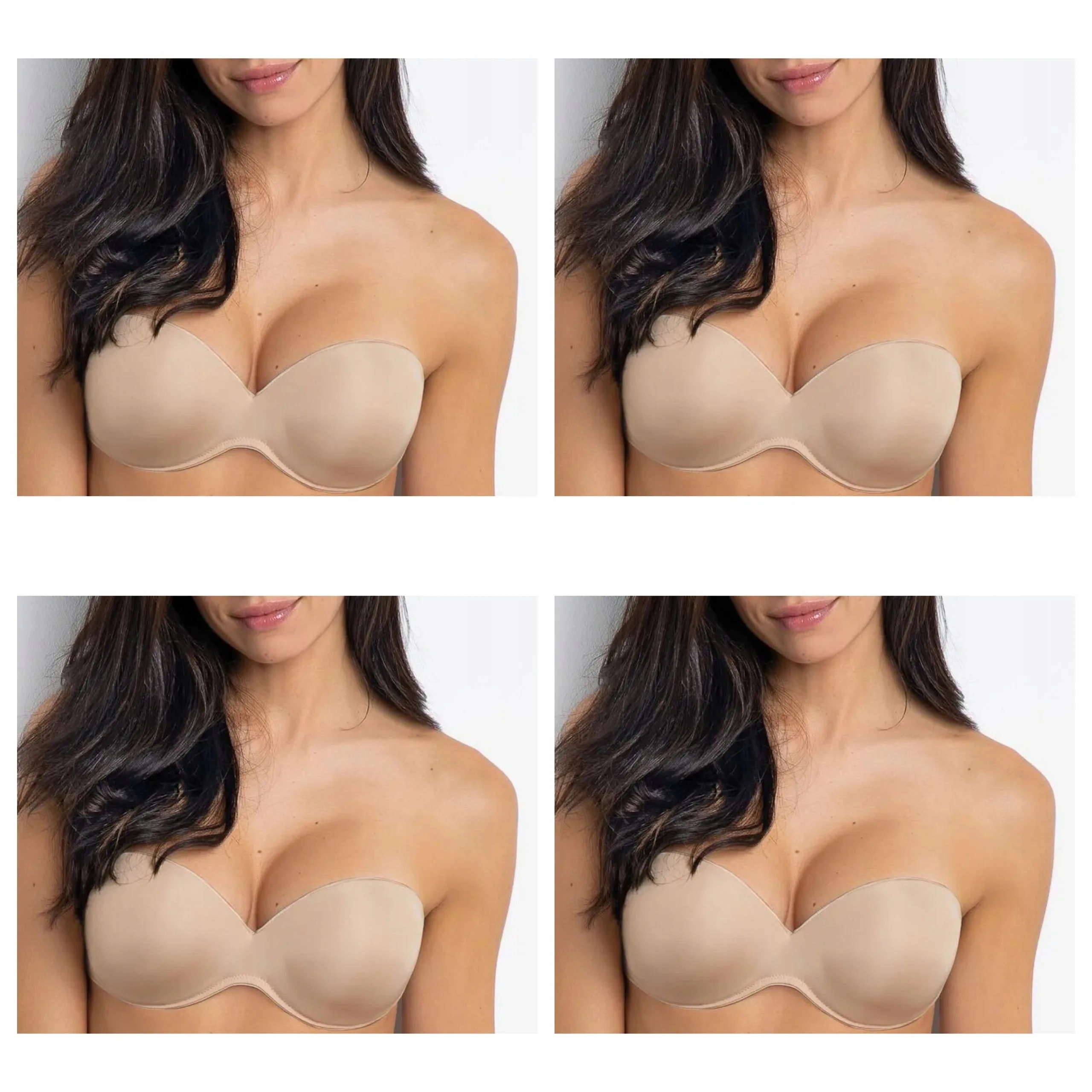 4x Bandeau podprsenka se silikonovým zadním dílem Sielei Fantastic 1570 cipria 70B