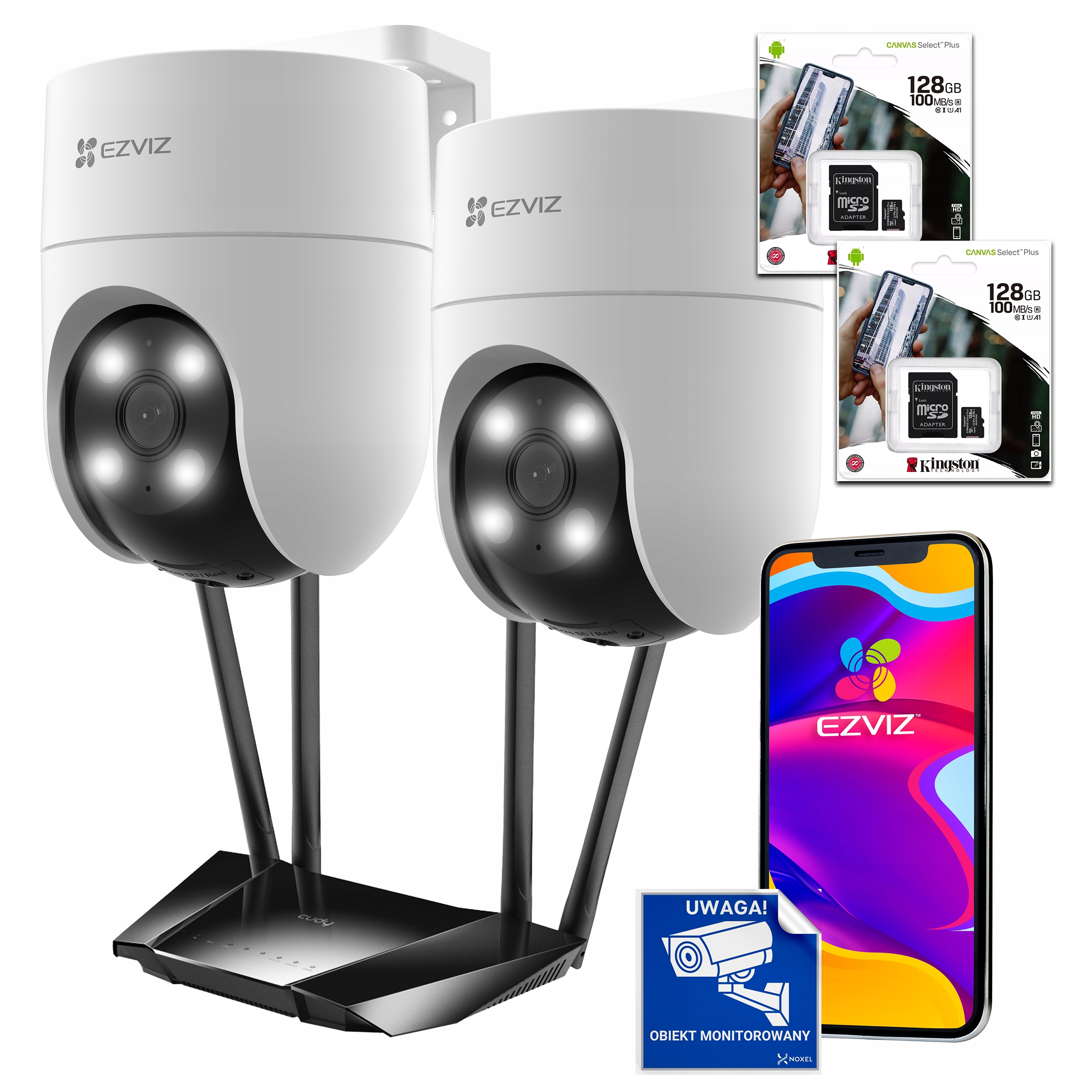 Zestaw monitoringu WiFI EZVIZ Kamera zewnętrzna obrotowa 4MPx + Router