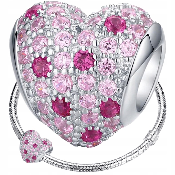 

Charms Serce cyrkonie srebro 925 koralik S925