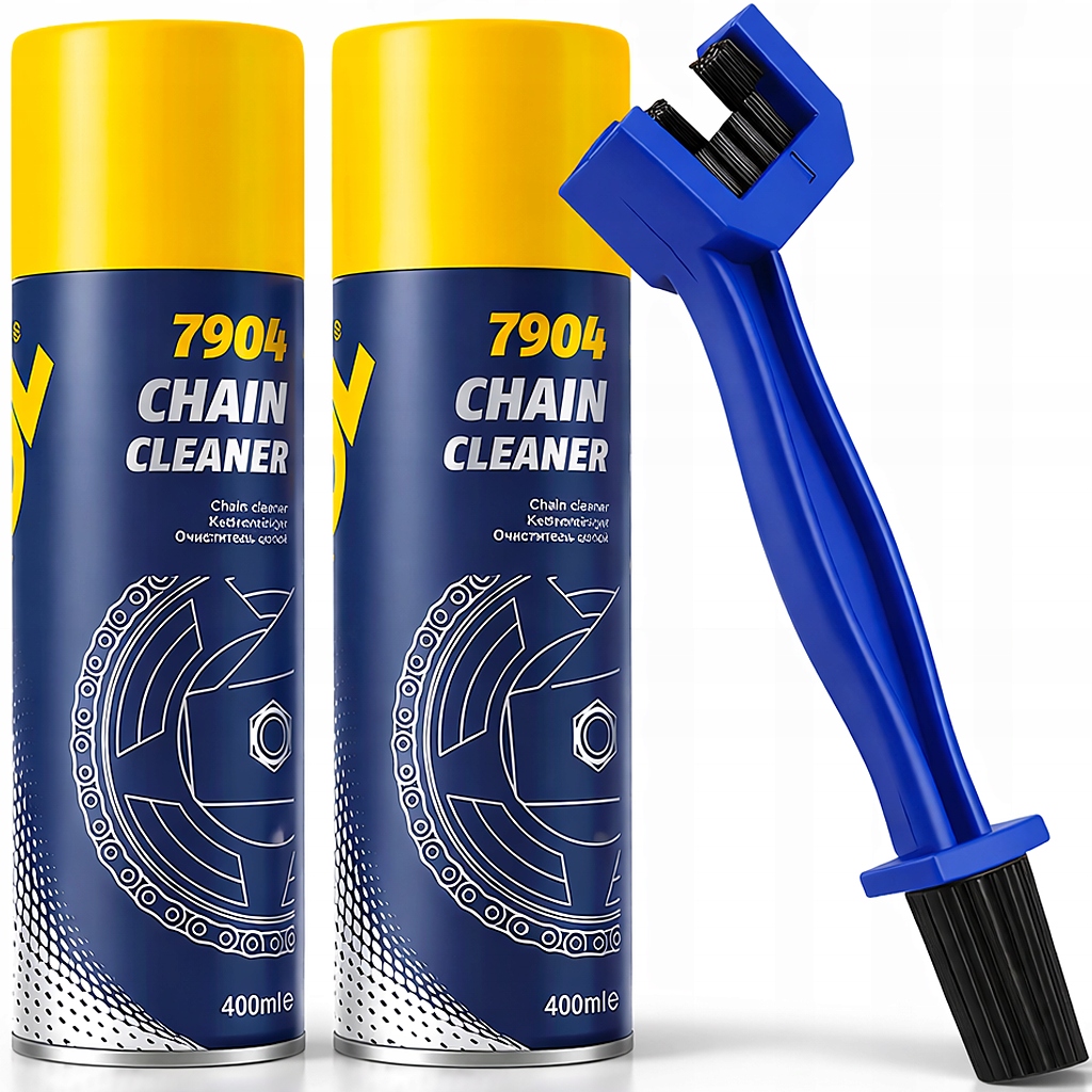 Zestaw Szczotka Do Czyszczenia Łańcucha 2 Zmywacze Mannol 400ML Cleaner