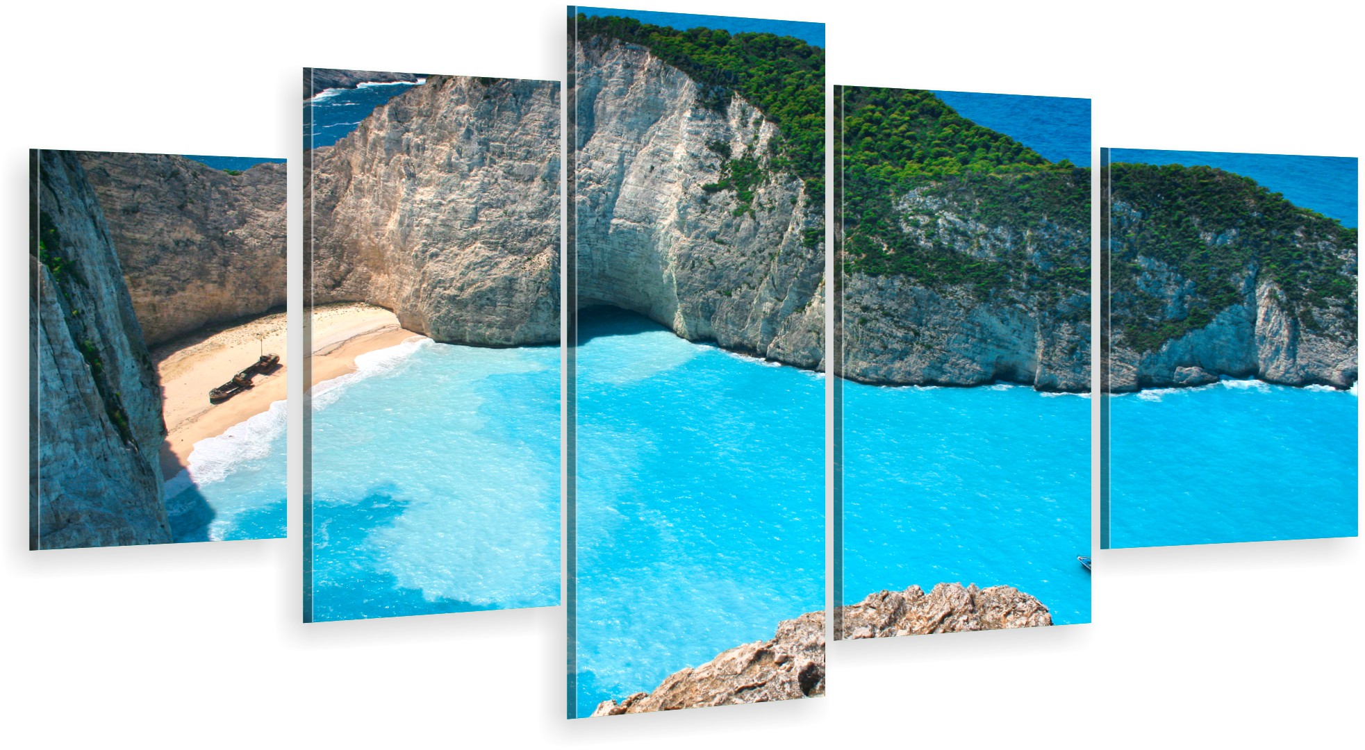 

Tryptyk 5-CZĘŚCI Na Ścianę Zatoka Wraku Navagio