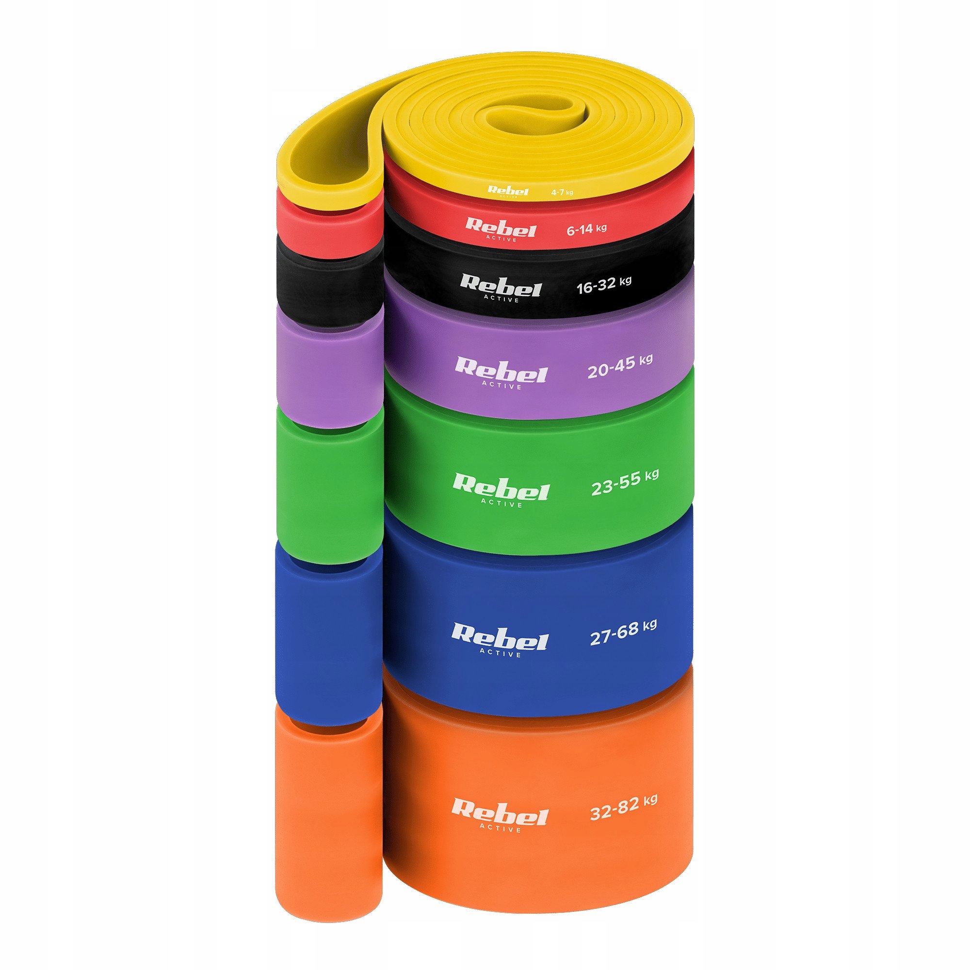 Rebel RBA-3001 Sada odporových gum Tpe Power Band PT-S7, 4-82 kg, 7 Ks
