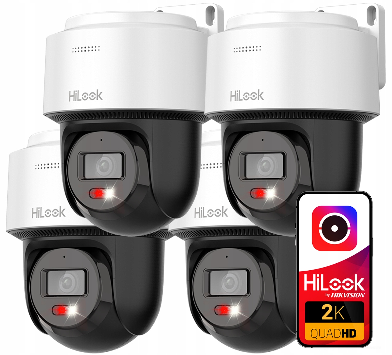 Sada 4 otočných Ip kamier 4Mpx Externá HiLook od Hikvision Audio