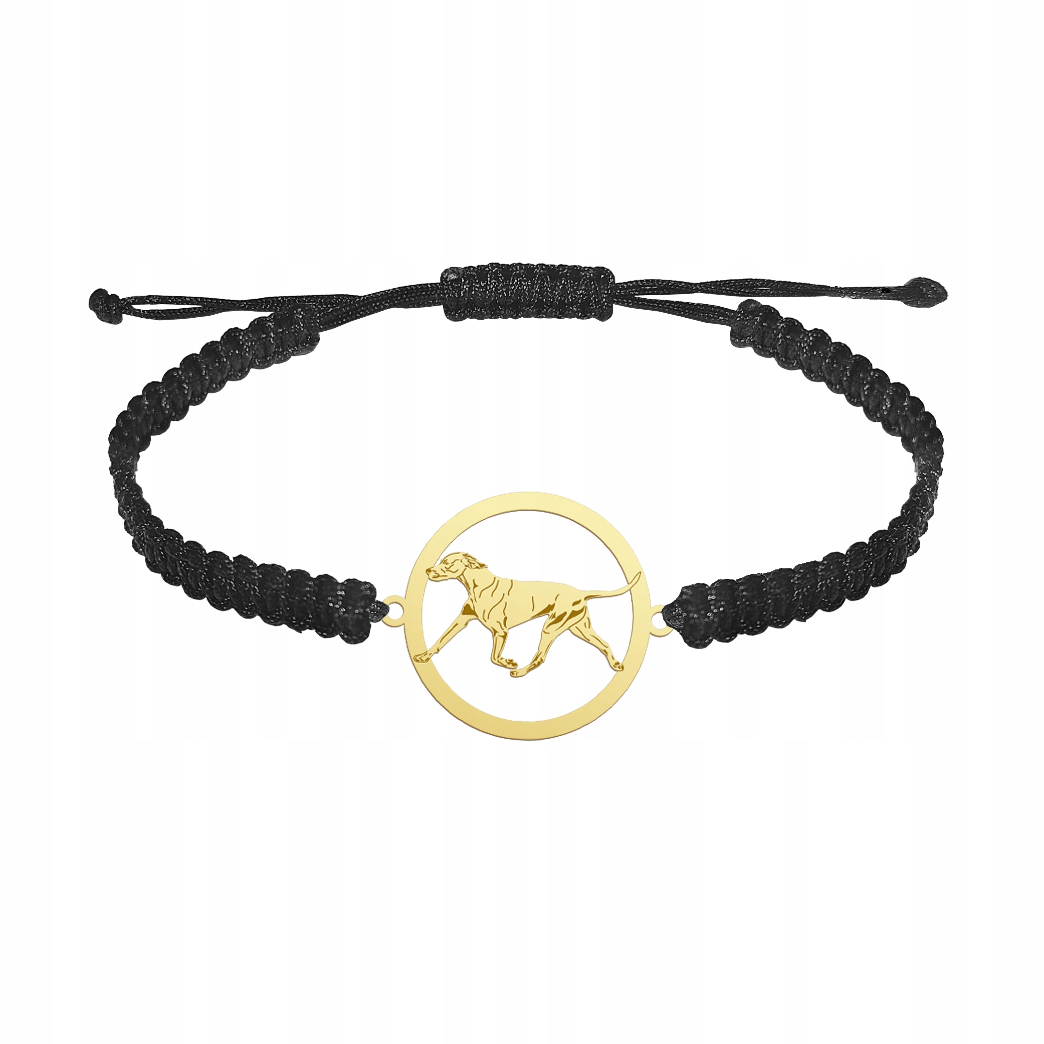 Zlatý náramek s ohařem maďarským krátkosrstým 925 Pánský Makramé Gravírování