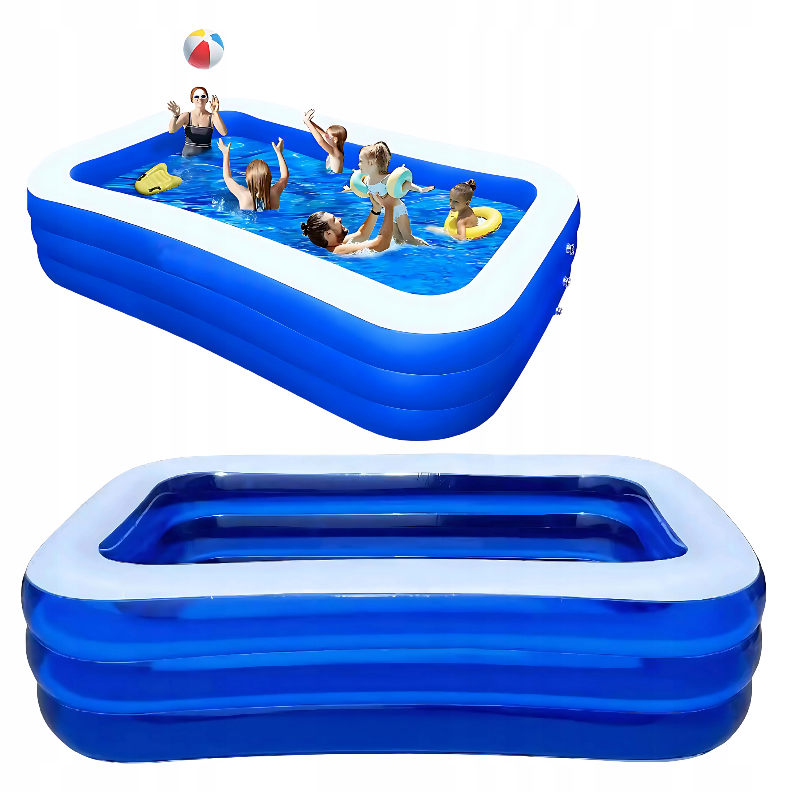 Basen Ogrodowy Dmuchany 3 Komory Rodzinny Dzieci Prostokątny Duży Basenik
