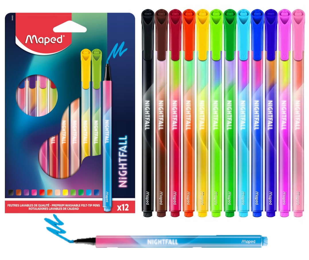 Pisaki flamastry szkolne 12 kol. Maped Nightfall