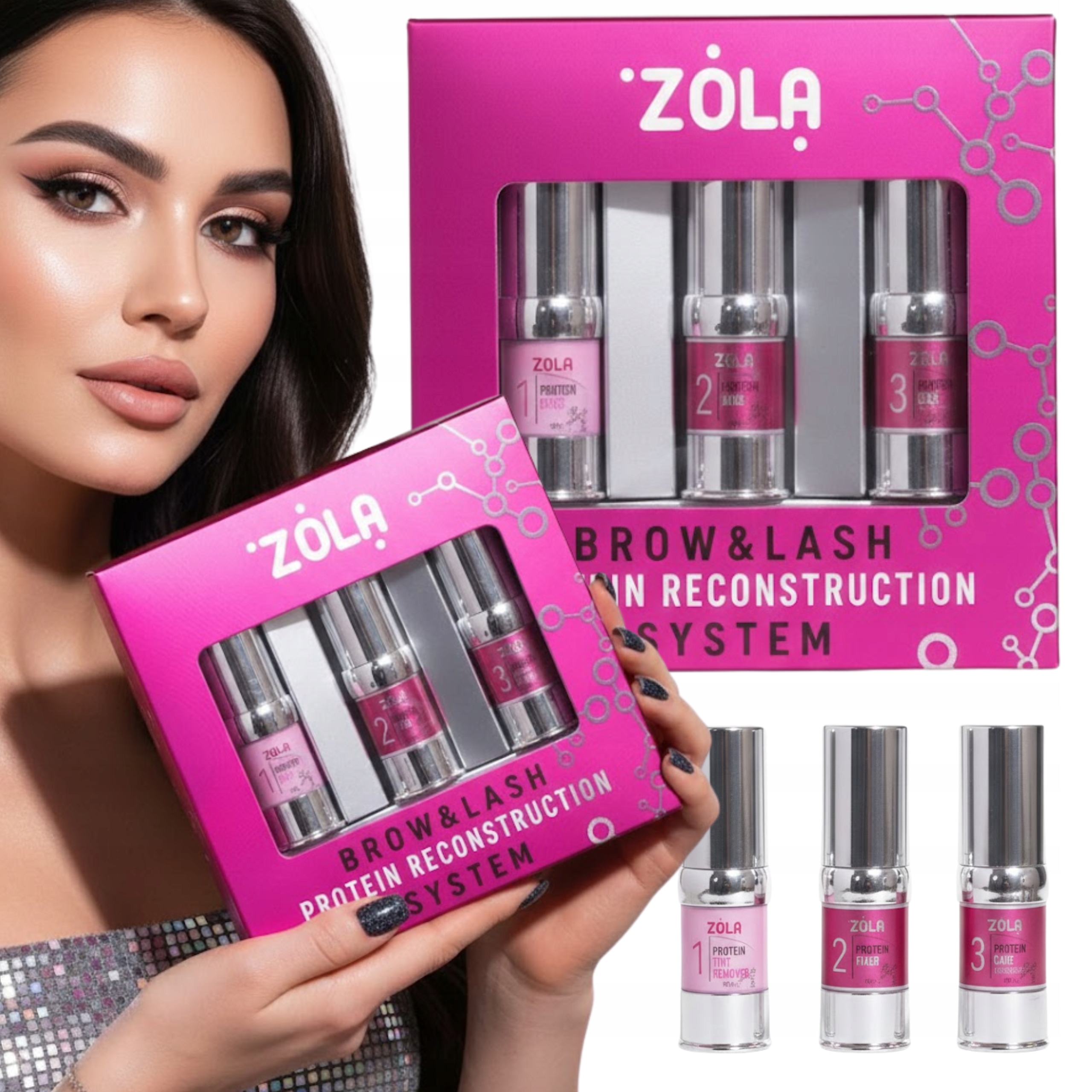Sada pro laminování obočí řas Zola Protein Reconstruction System