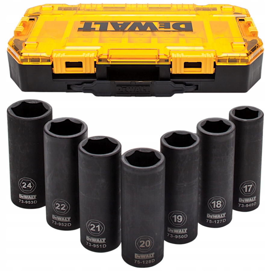 Nasadki udarowe 1/2" 7el 17-24mm zestaw nasadek głębokie DeWalt DWMT74737-0