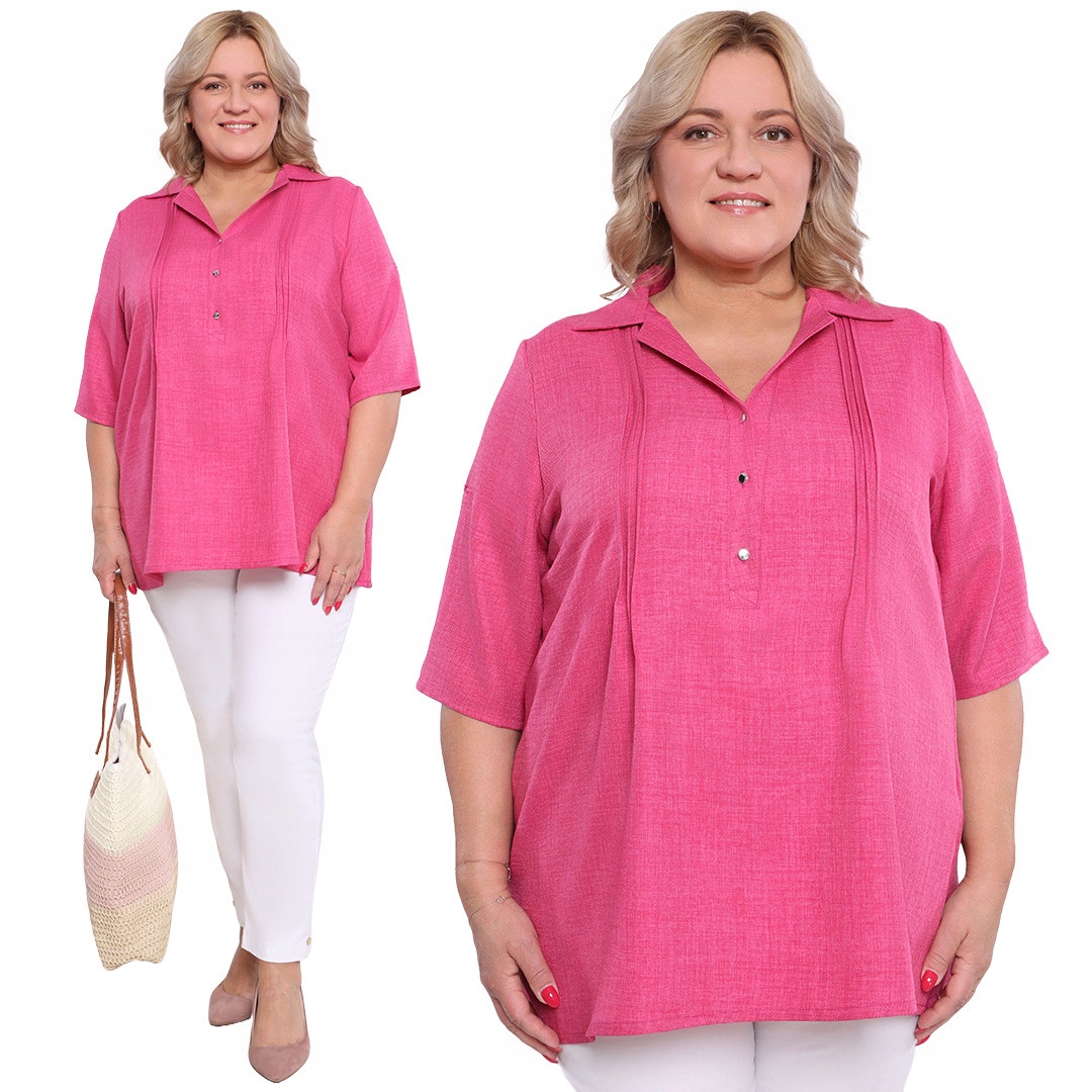 Růžová halenka s knoflíky 60/62