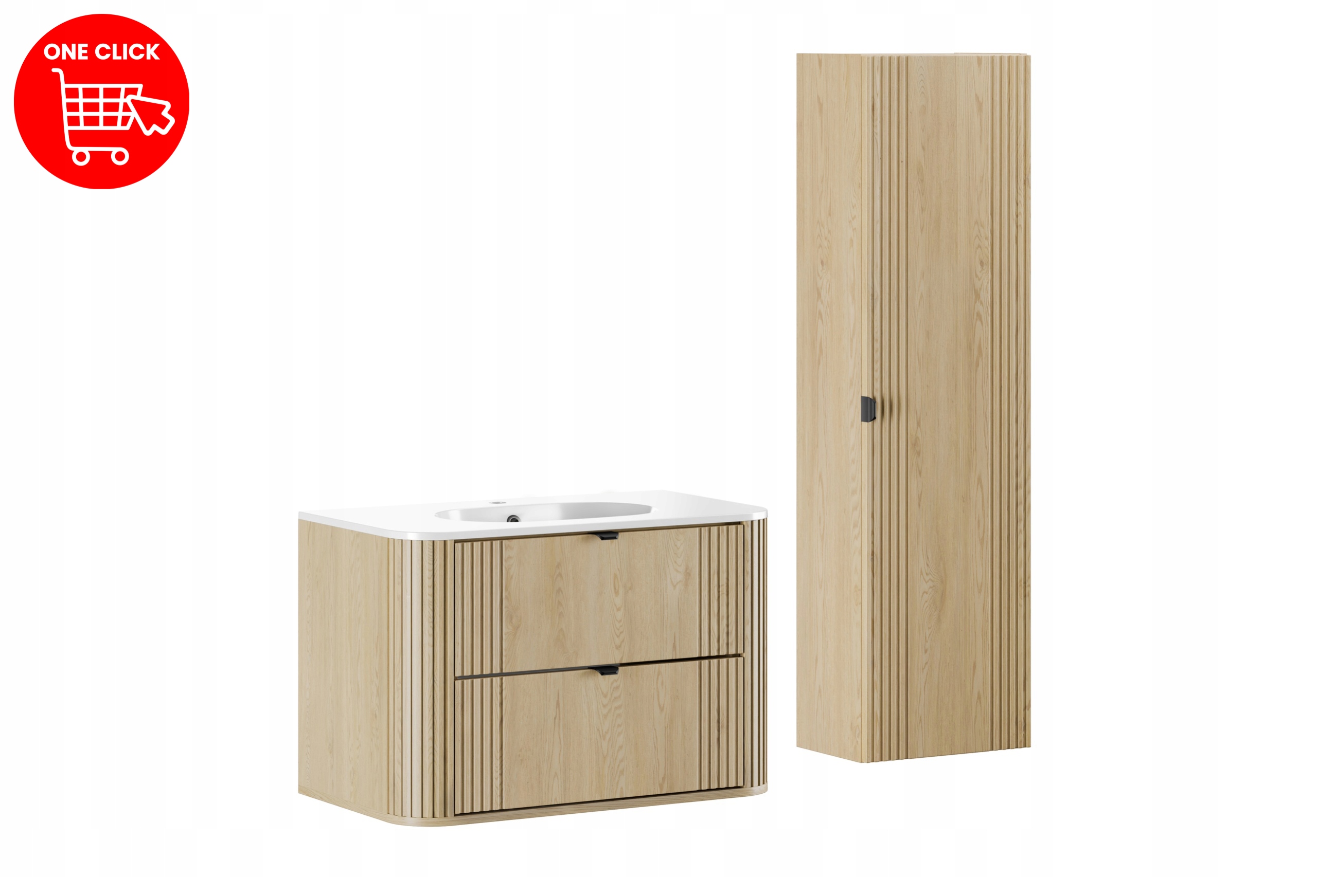 Nábytková sada 80 cm s nábytkovým umyvadlem Pure a vysokou skříňkou