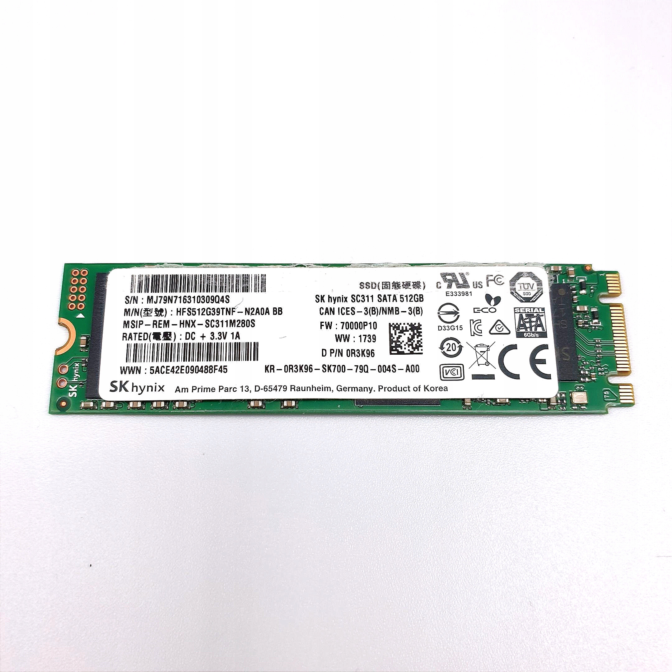 SK hynix NVMe M.2 2280 SSD 512Gb 3枚 SK Hynix SSD 512 GB PC611 M.2 2280 80 mm NVMe PCIe Gen3 x4