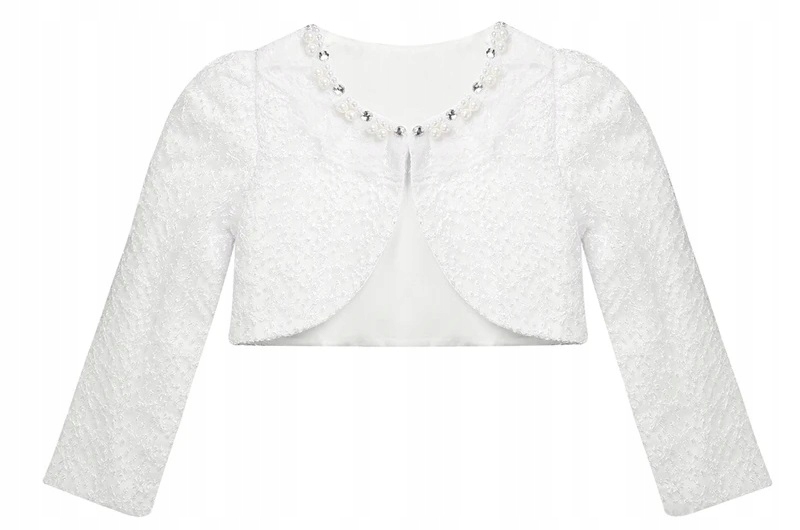 Bolerko koronkowe białe eleganckie wizytowe narzutka 110