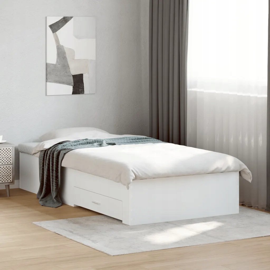 Rám postele se zásuvkami bílý 90 x 190 cm kompozitní dřevo Bílá 3280433