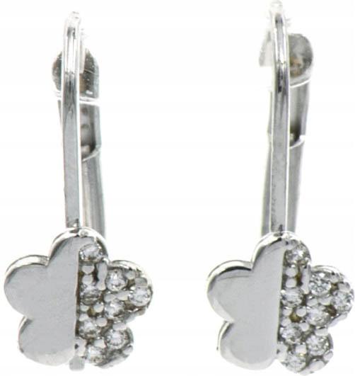 Zlaté náušnice 585 čtyřlístek z bílého zlata s módním elegantním vzorem 14k