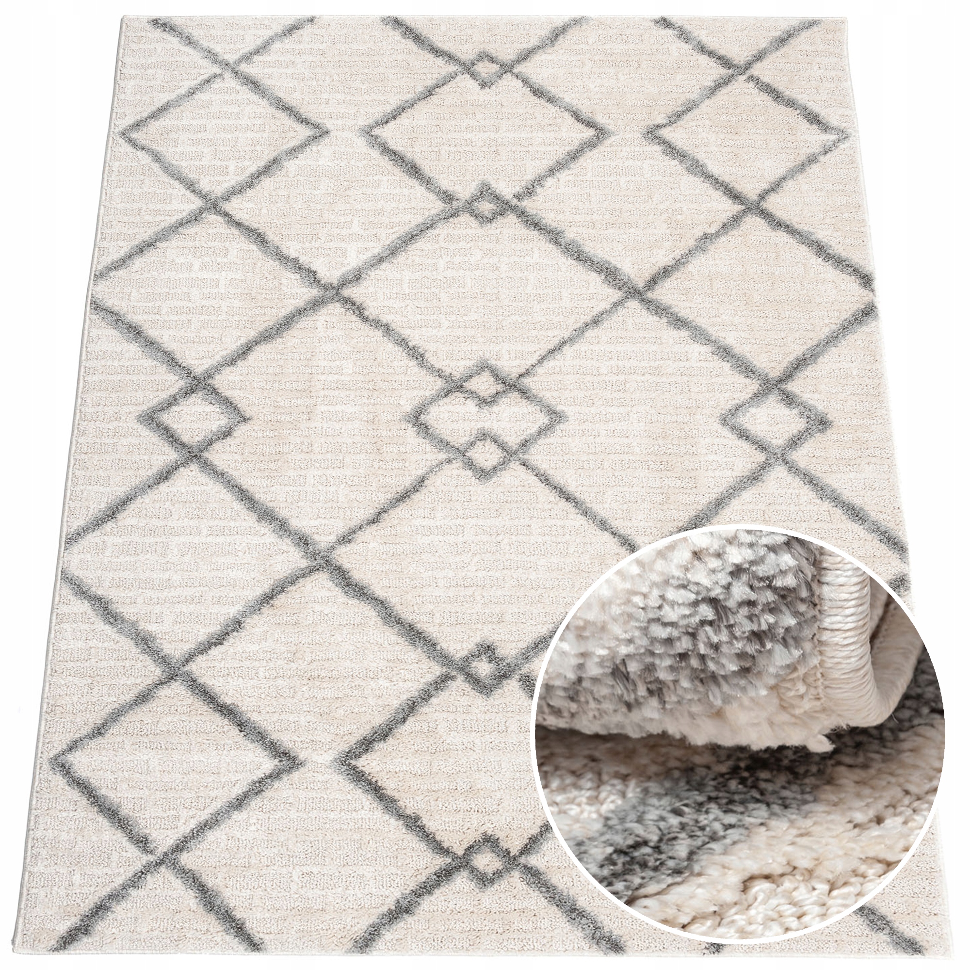 

Dywan Modny Gruby Etno Boho Fryz 120x160 cm Romby