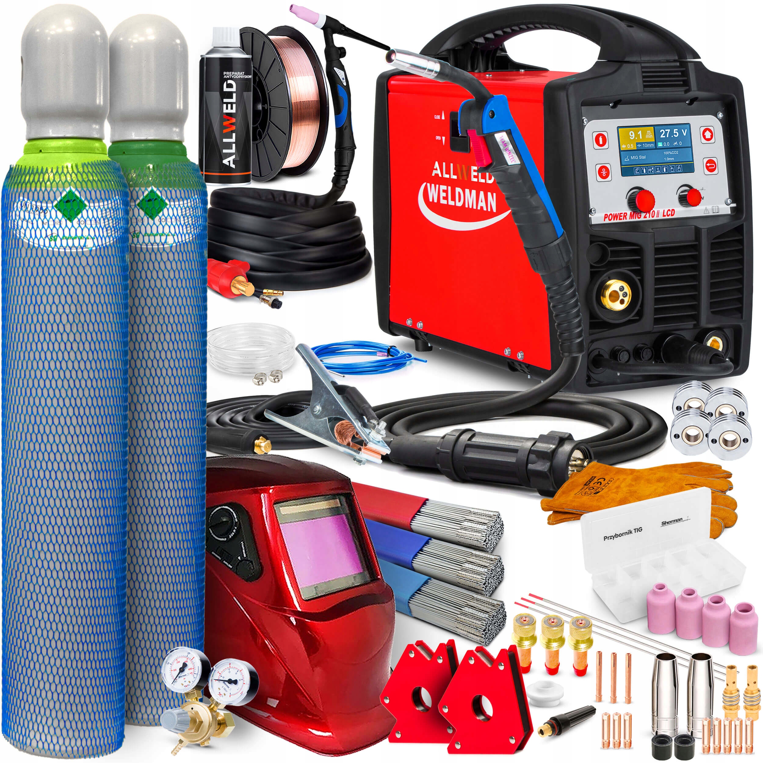 Invertorová Svářečka Weldman Power Mig 210 LCD Mma Tig 200A 3V1 4R