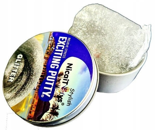 

Magiczna Antystresowa Plastelina z Brokatem White